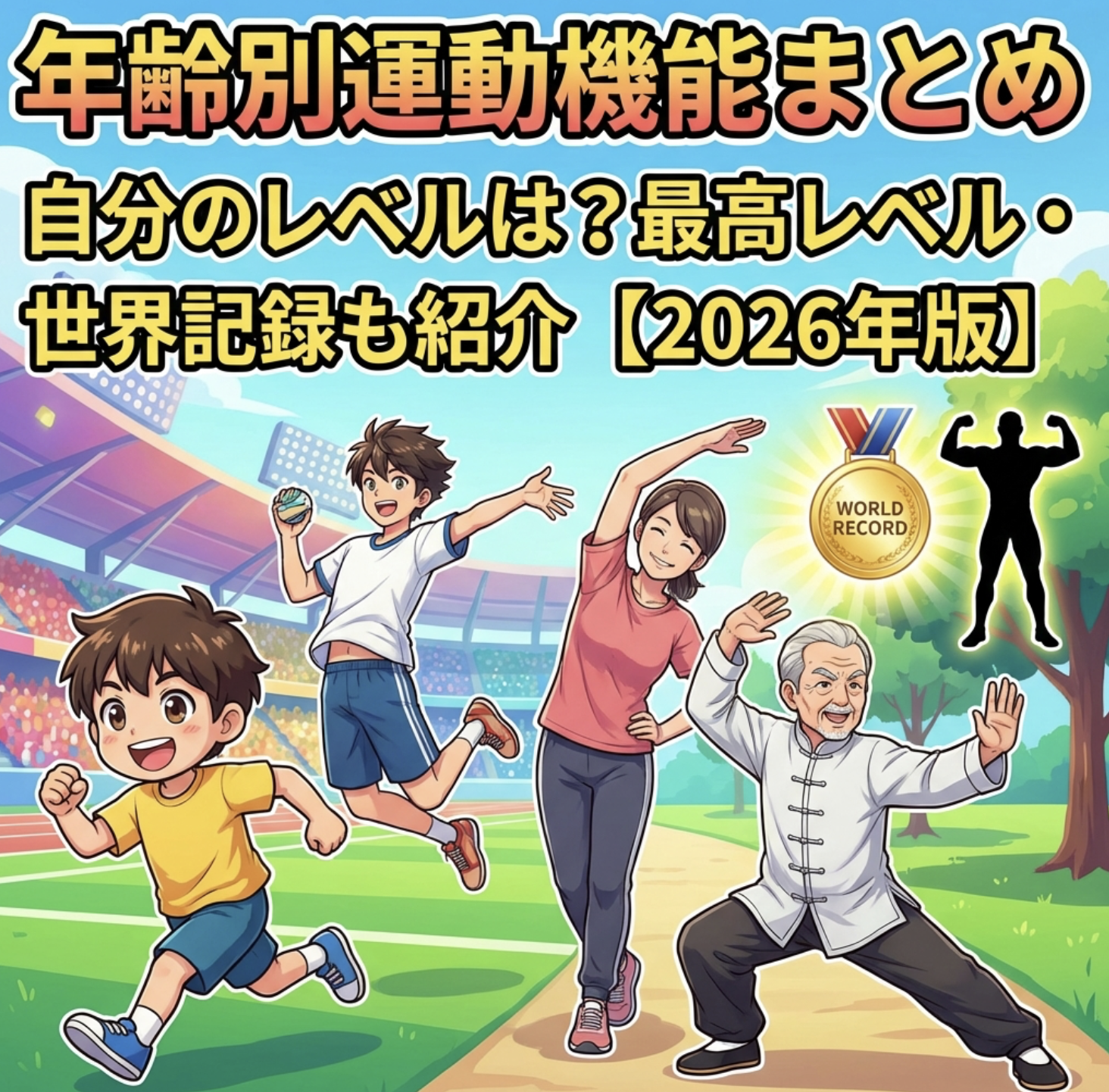 年齢別運動機能まとめ｜自分のレベルは？最高レベル・世界記録も紹介【2026年版】