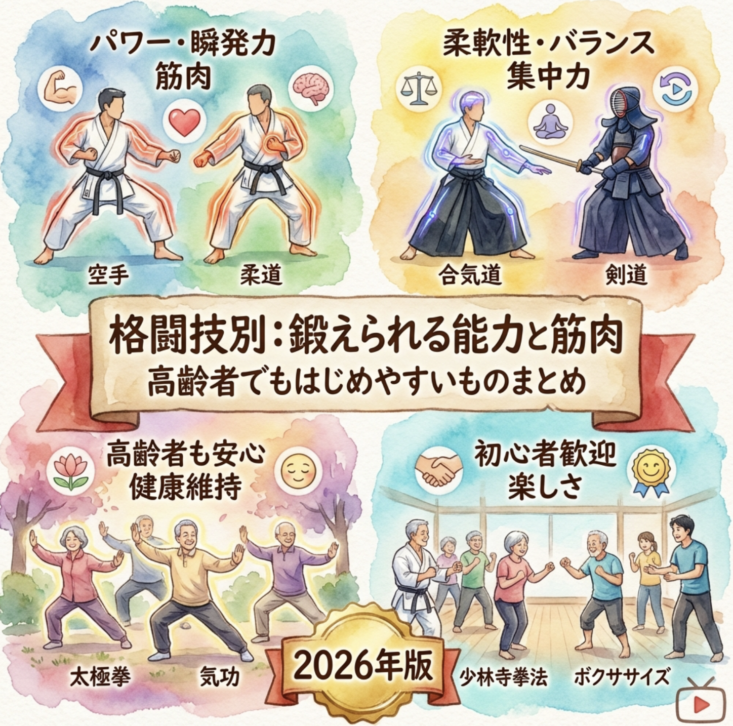 格闘技別の鍛えられる能力や筋肉、高齢者でもはじめやすいものまとめ【2026年版】