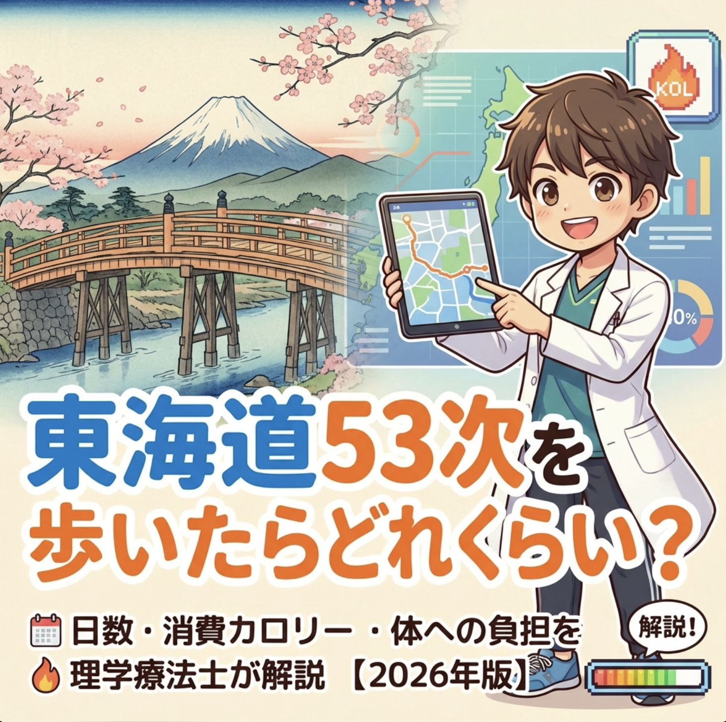 東海道53次を歩いたらどれくらい？日数・消費カロリー・体への負担を理学療法士が解説【2026年版】