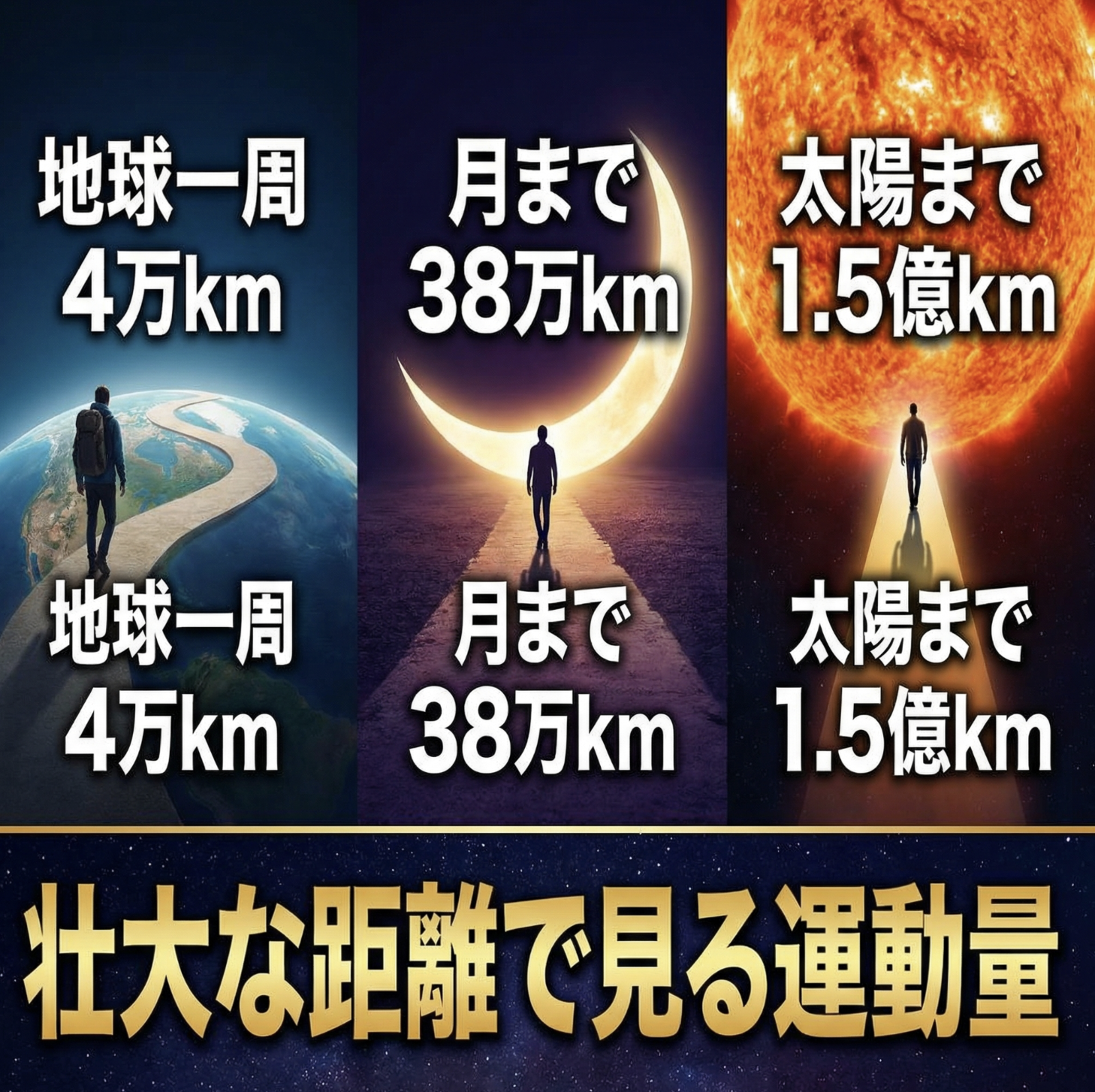 地球一周、月まで、太陽まで歩くとしたら？壮大な距離で見る運動量