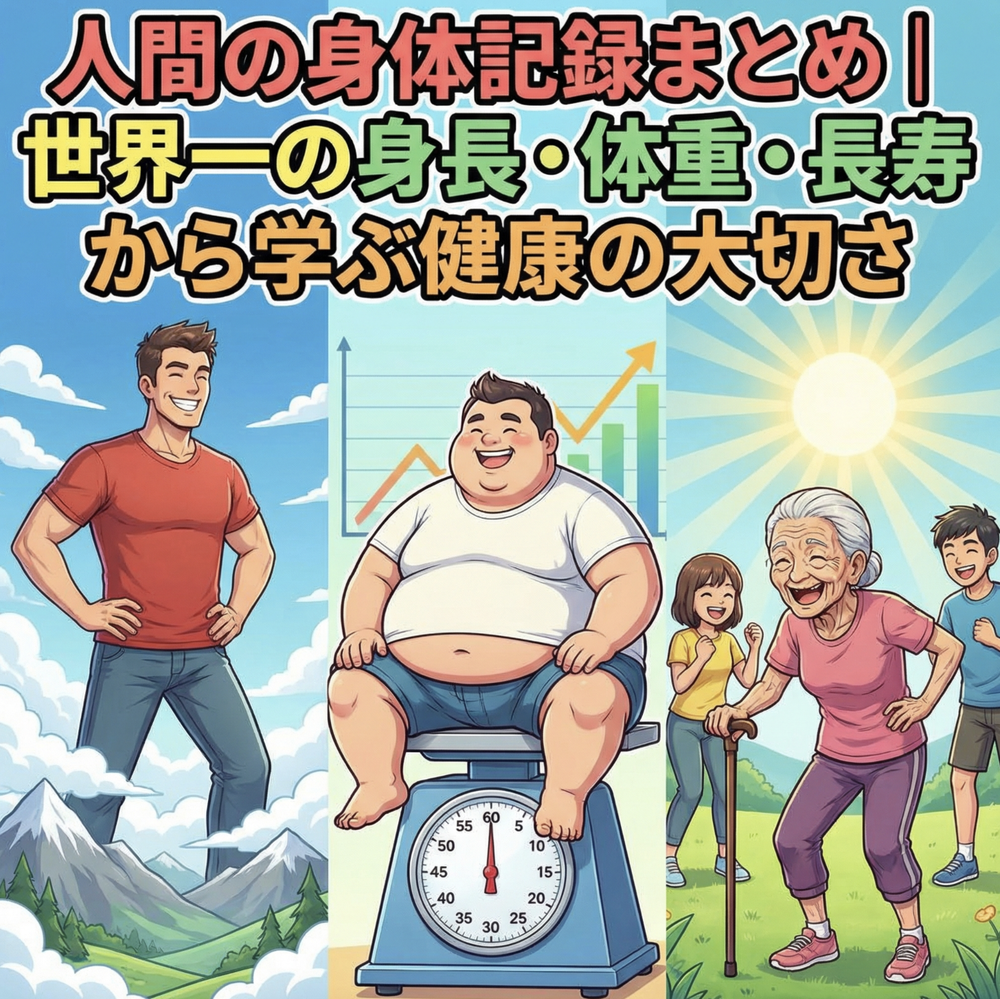 人間の身体記録まとめ｜世界一の身長・体重・長寿から学ぶ健康の大切さ