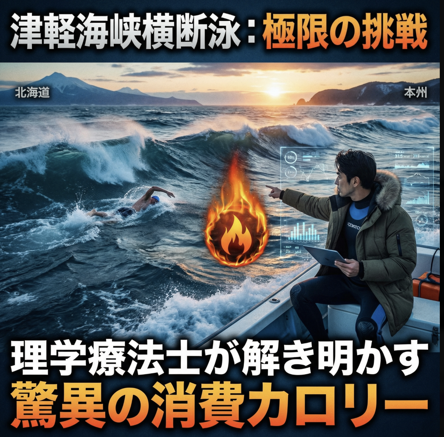 津軽海峡横断泳の消費カロリーなど 理学療法士が解説する極限の挑戦