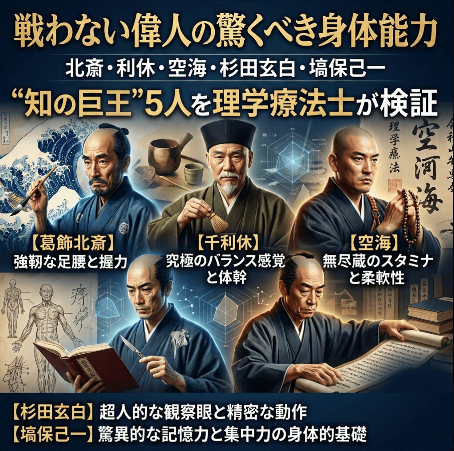 戦わない偉人の驚くべき身体能力｜北斎・利休・空海…”知の巨人”5人を理学療法士が検証