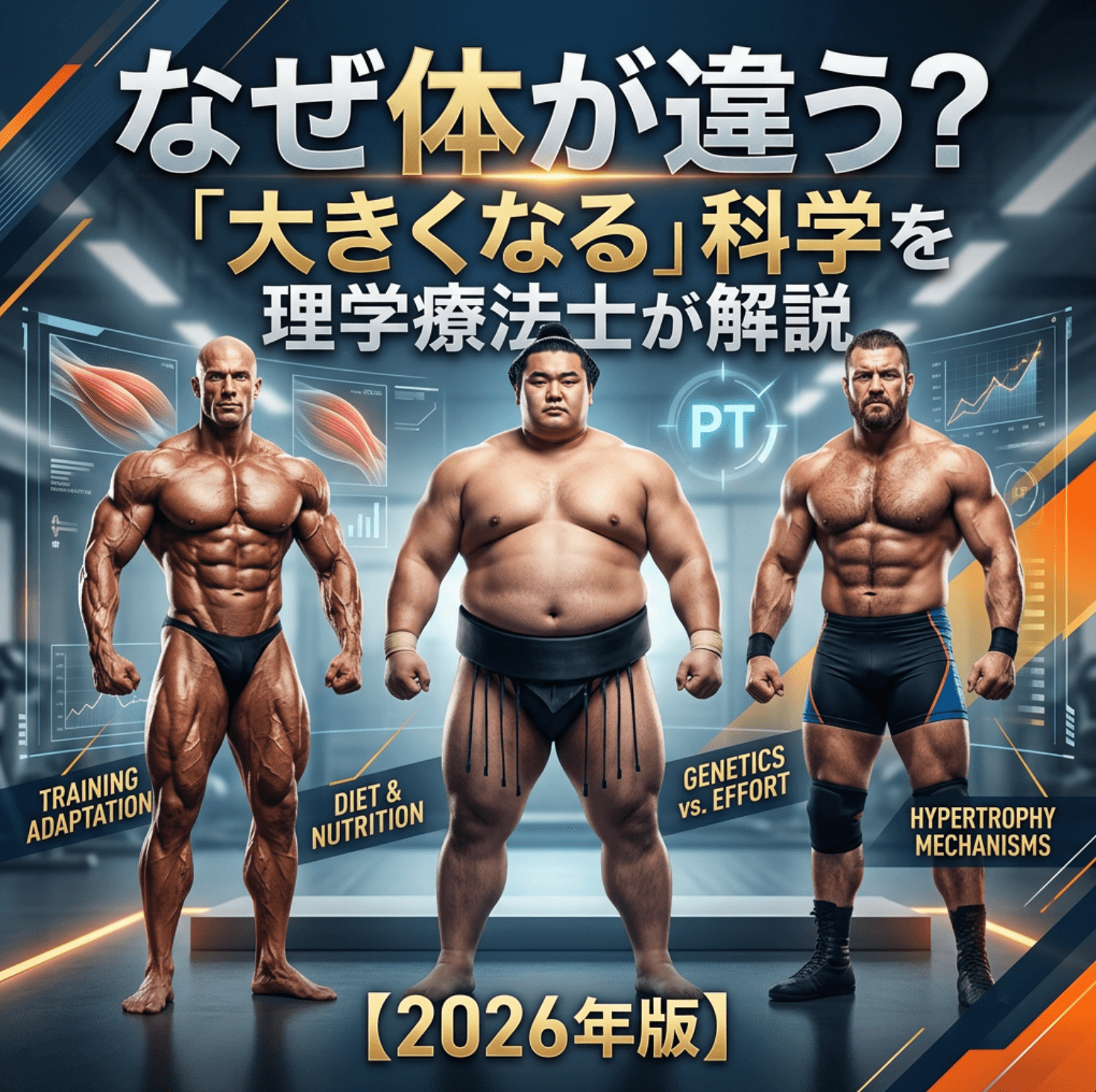 ボディビルダー・力士・レスリングーはなぜ体が違う？「大きくなる」科学を理学療法士が解説【2026年版】
