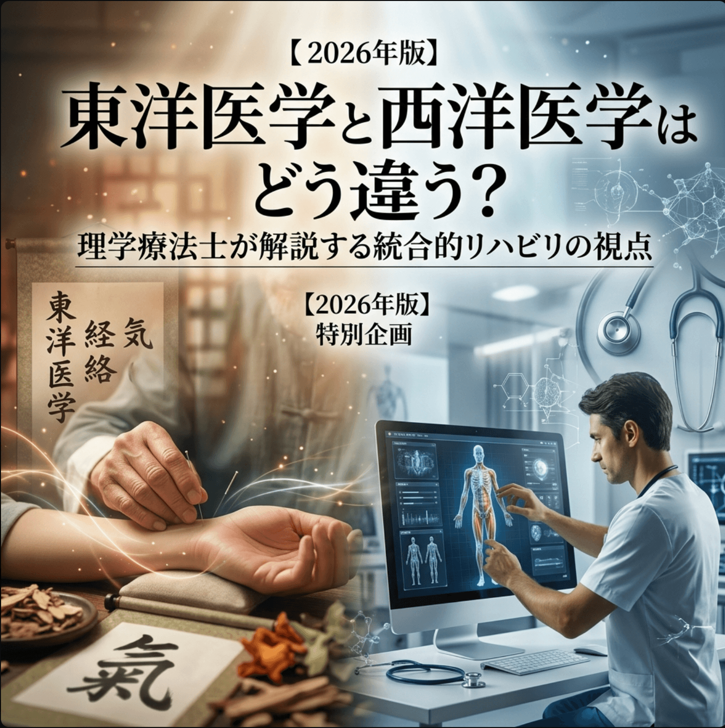 東洋医学と西洋医学はどう違う？理学療法士が解説する統合的リハビリの視点【2026年版】