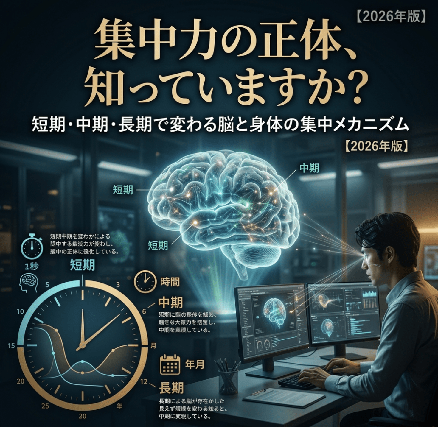 集中力の正体、知っていますか？短期・中期・長期で変わる脳と身体の集中メカニズム【2026年版】