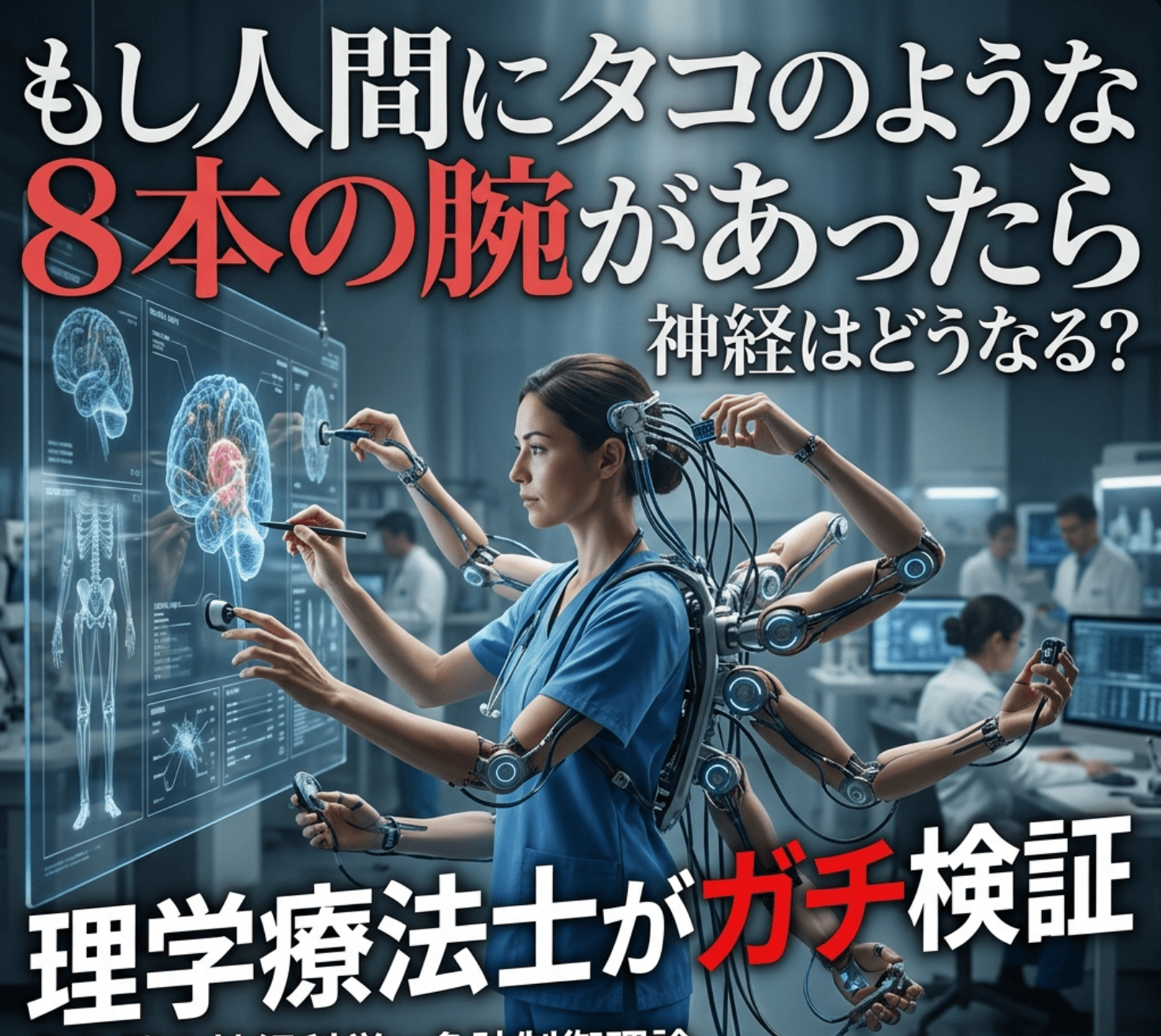 タコのように腕が8本あったら人間の神経はどうなる？理学療法士がガチ検証【PTガチ検証シリーズ第1回】