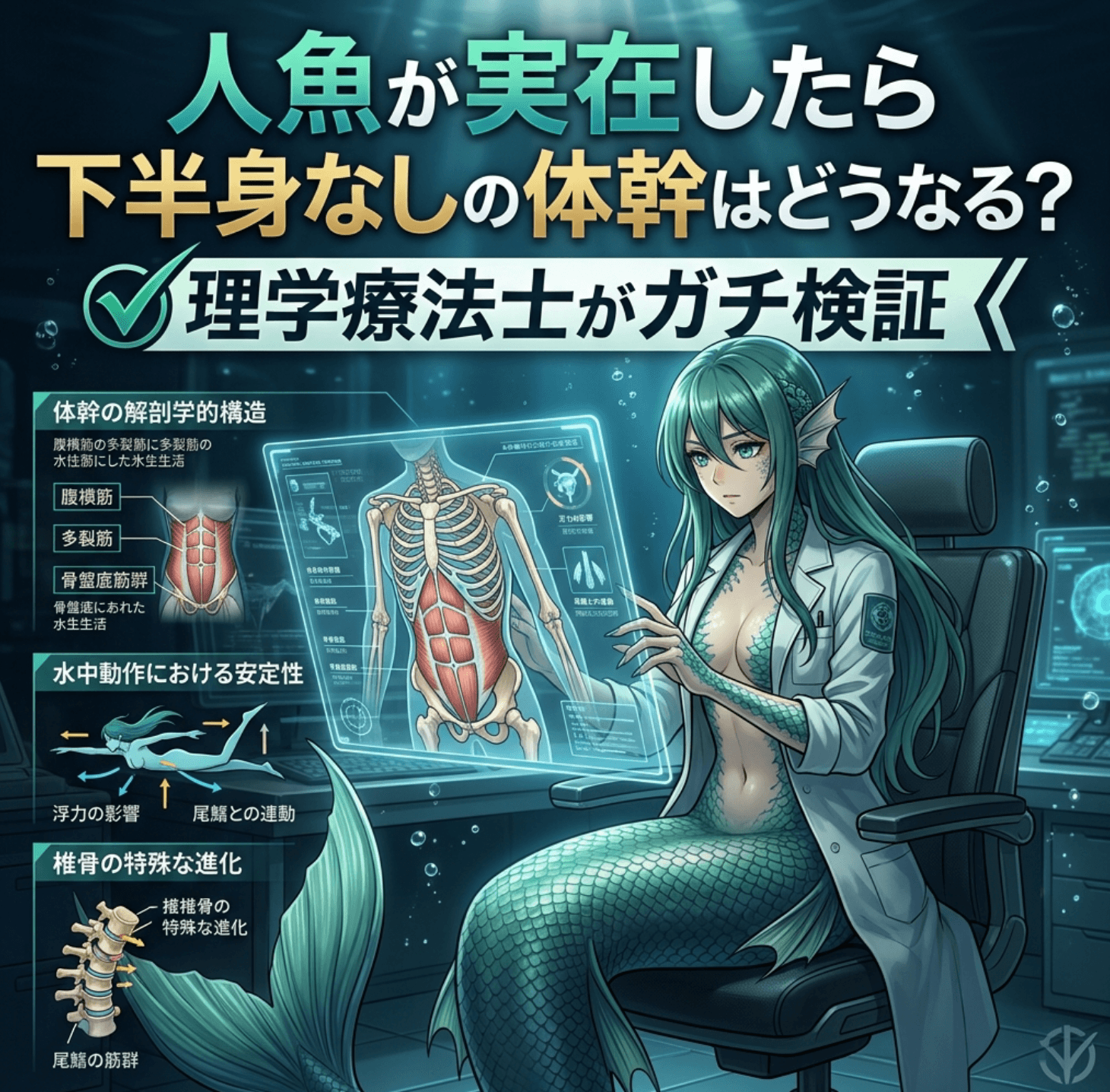 人魚が実在したら下半身なしの体幹はどうなる？理学療法士がガチ検証【PTガチ検証シリーズ第4回】