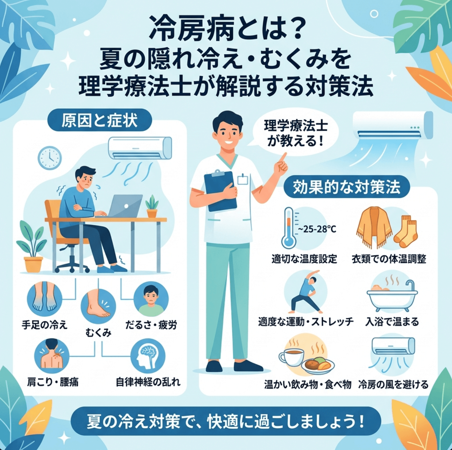 冷房病とは？夏の隠れ冷え・むくみを理学療法士が解説する対策法