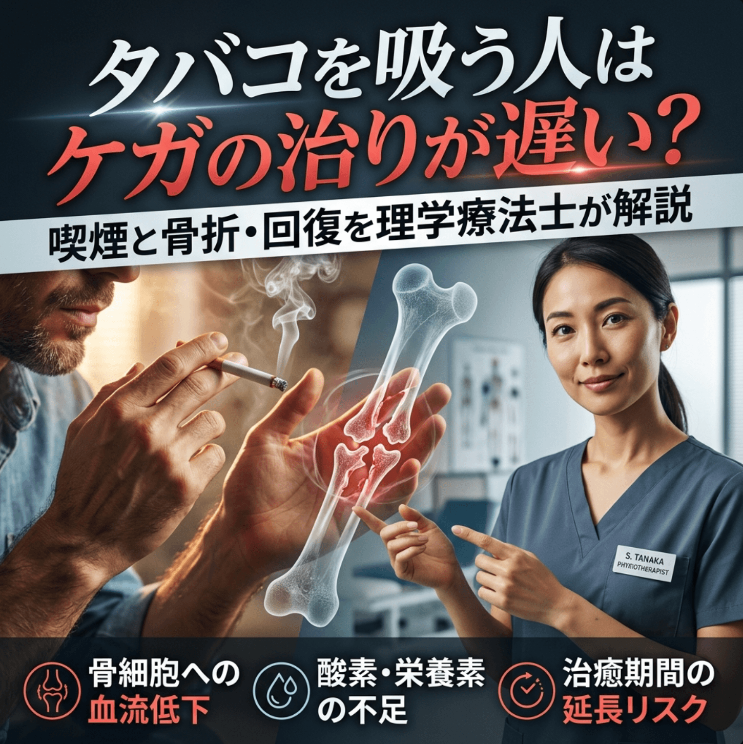 タバコを吸う人はケガの治りが遅い？喫煙と骨折・回復を理学療法士が解説