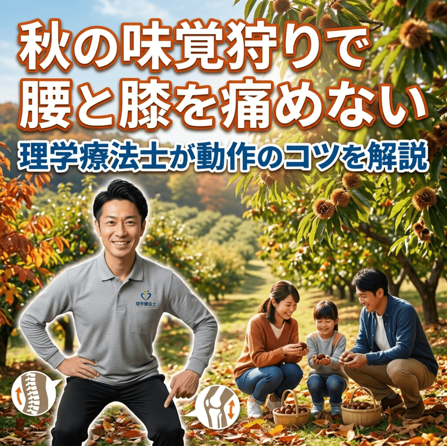 秋の味覚狩りで腰と膝を痛めない｜理学療法士が動作のコツを解説