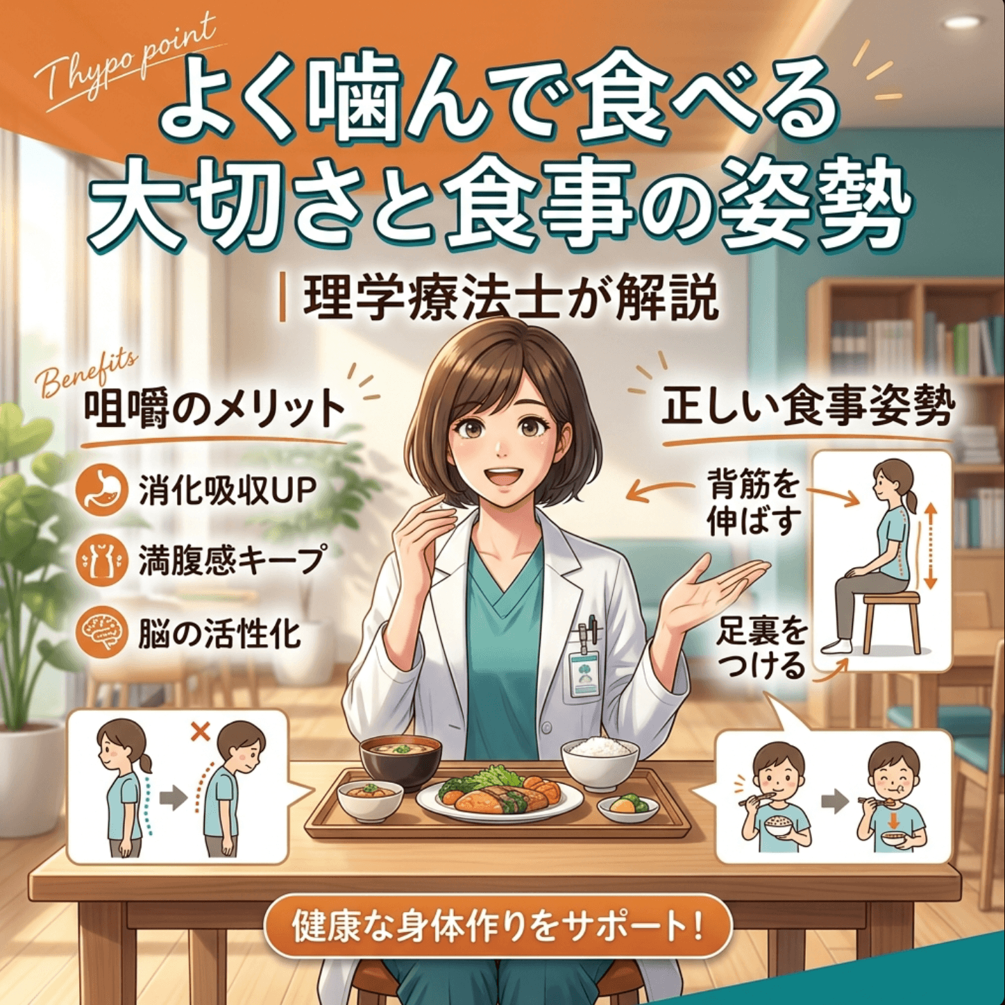 よく噛んで食べる大切さと食事の姿勢｜理学療法士が解説