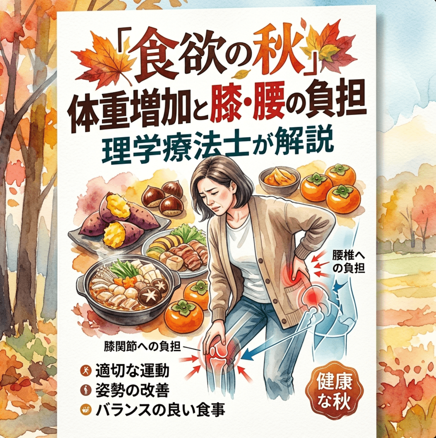 食欲の秋の体重増加と膝・腰の負担｜理学療法士が解説