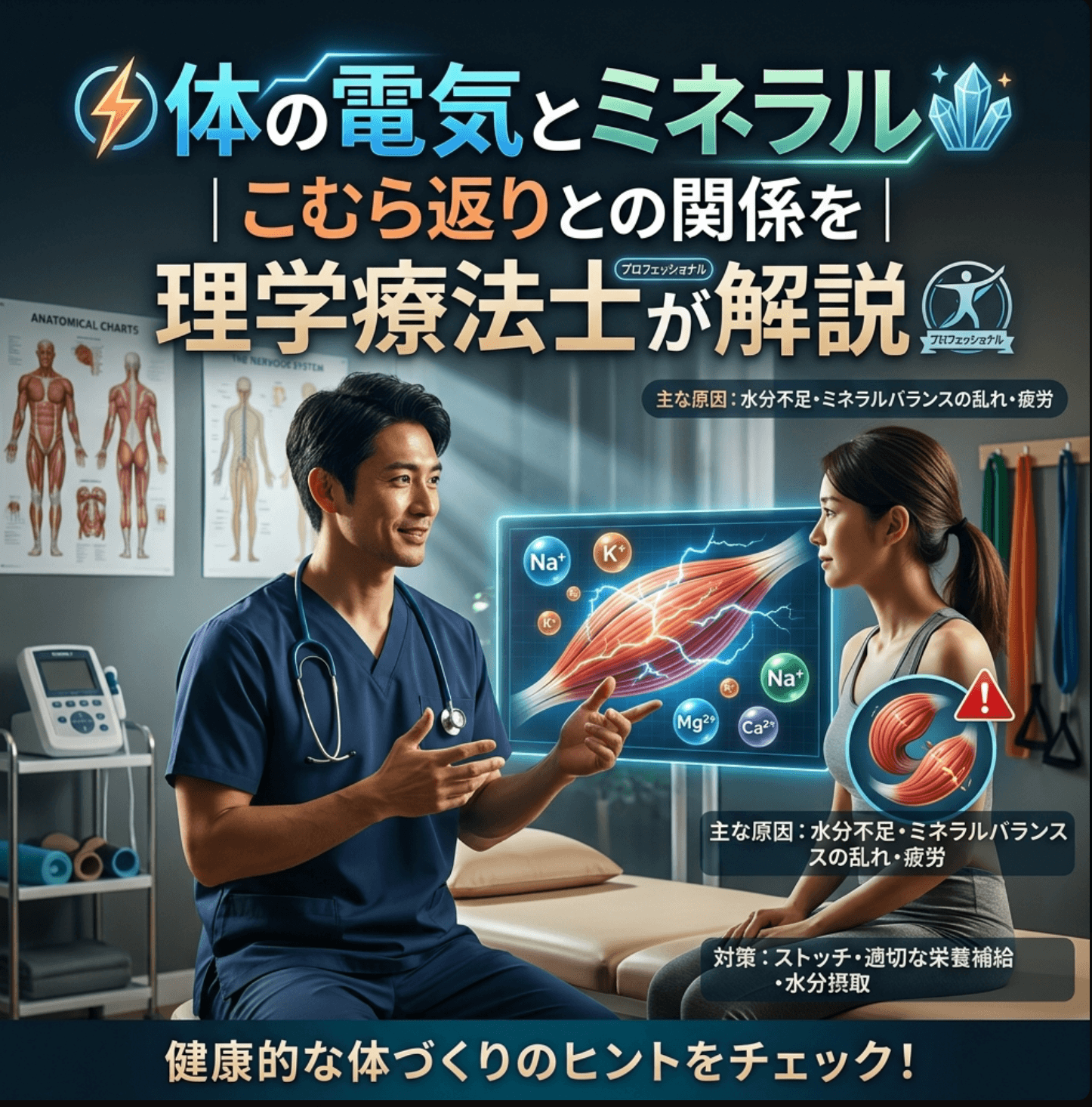 体の電気とミネラル｜こむら返りとの関係を理学療法士が解説