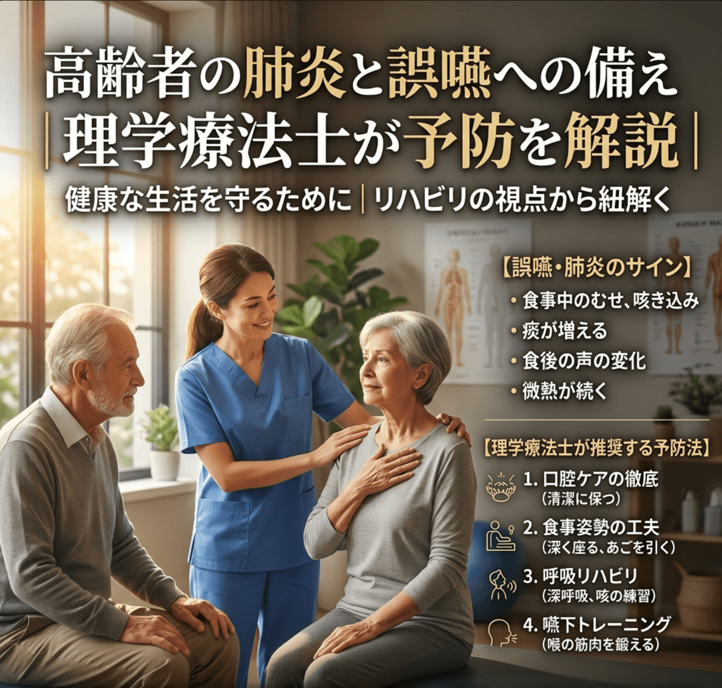 高齢者の肺炎と誤嚥への備え｜理学療法士が予防を解説