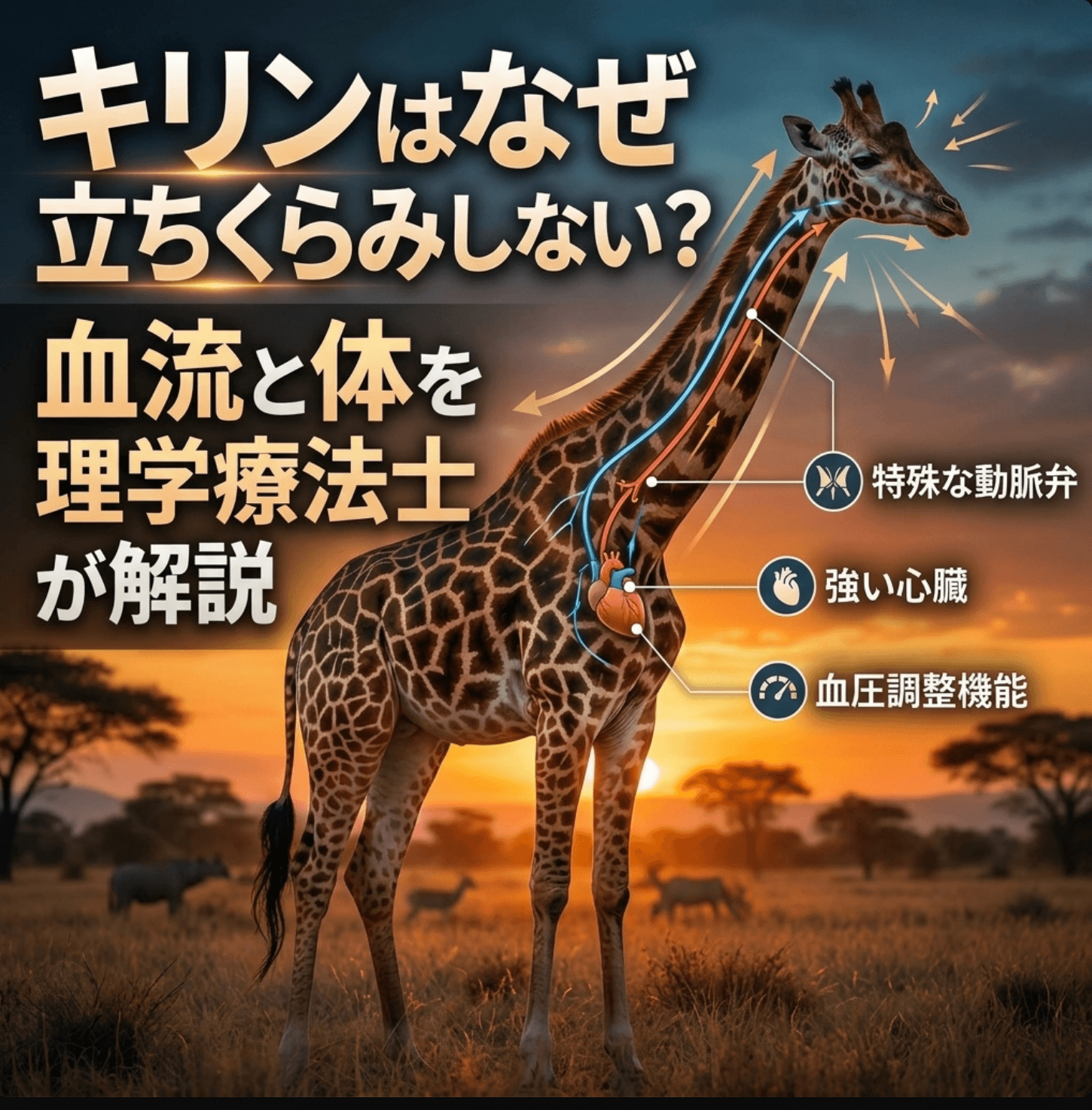 キリンはなぜ立ちくらみしない？血流と体を理学療法士が解説