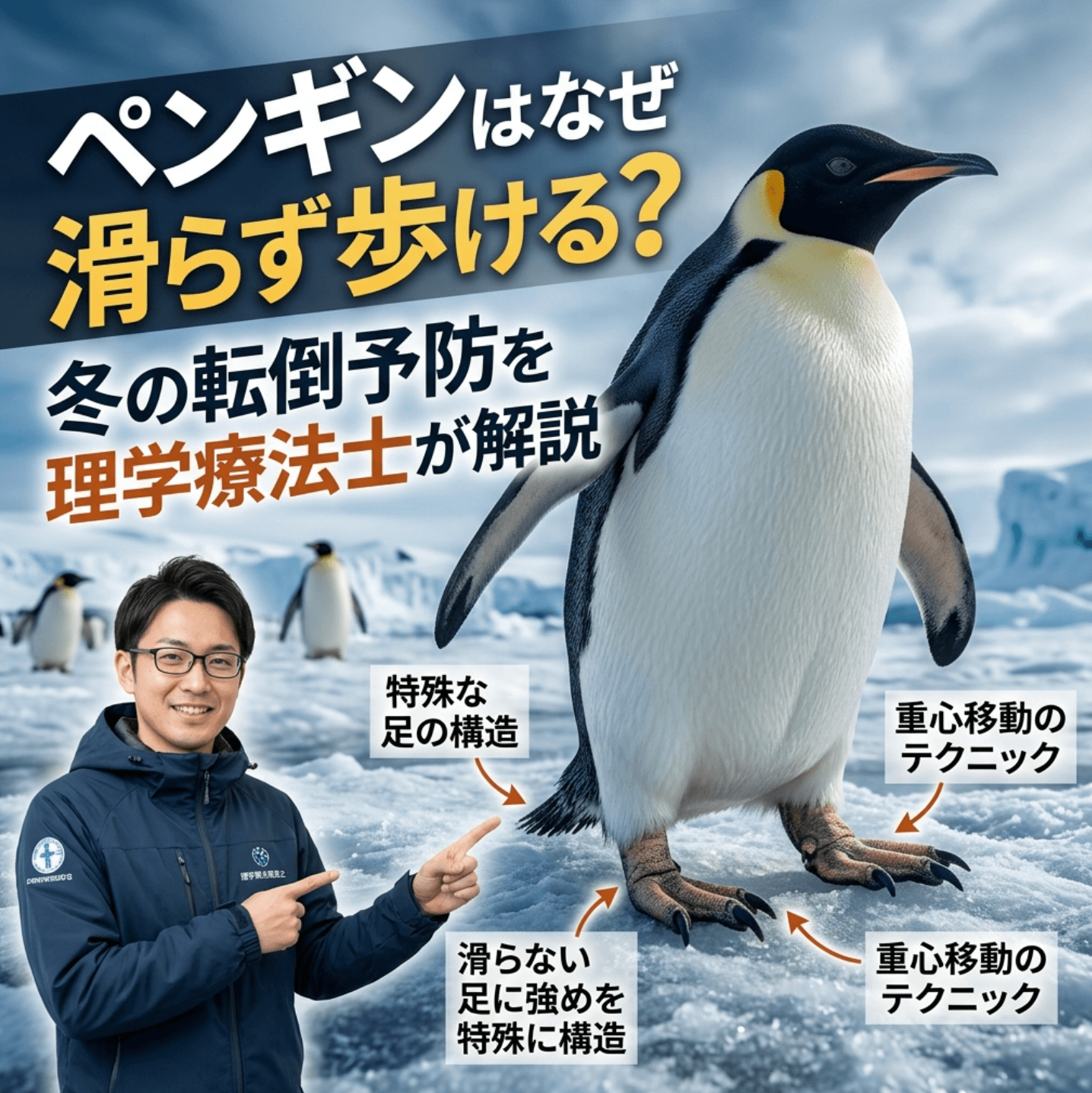 ペンギンはなぜ滑らず歩ける？冬の転倒予防を理学療法士が解説